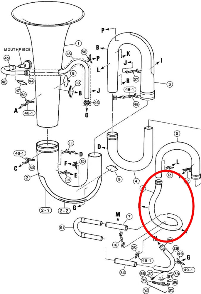 Yamaha Tuba 4th Branch Assembly BB641(2)
