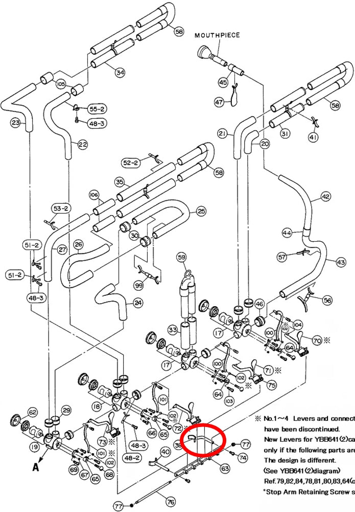 Yamaha Tuba 2nd Valve Outside Slide Lever Brace BB641