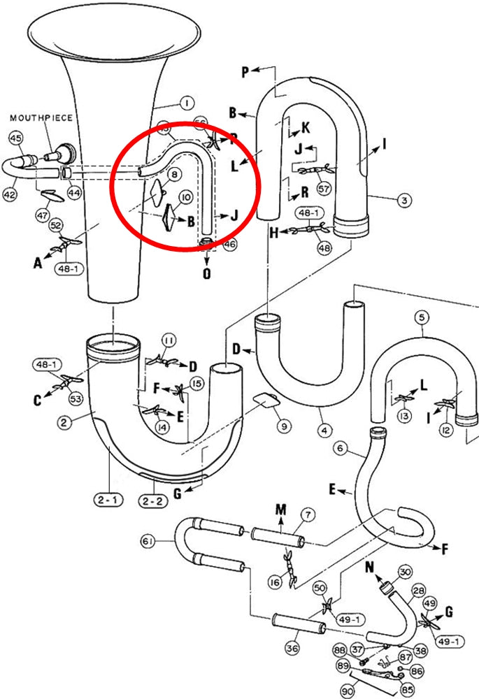 Yamaha Tuba Mouthpipe 1 with Connecting Tube BB641(2)