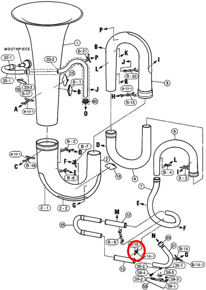 Yamaha Tuba Brace 15 Silver Plated BB641S(2)