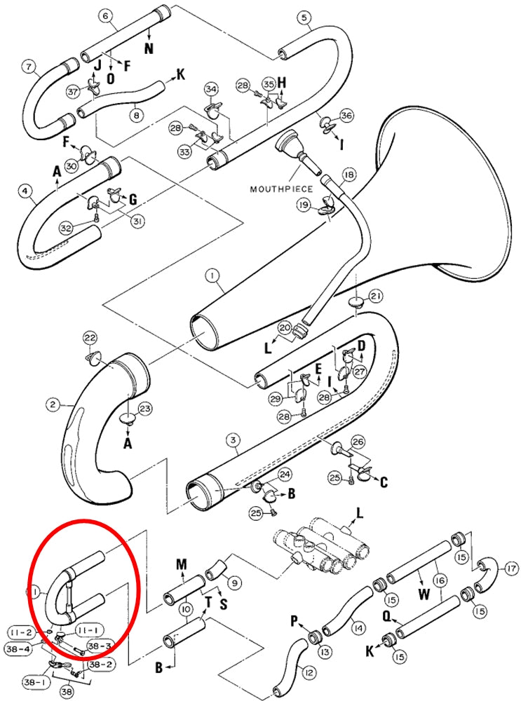 Yamaha Tuba Tuning Slide Assembly CB621