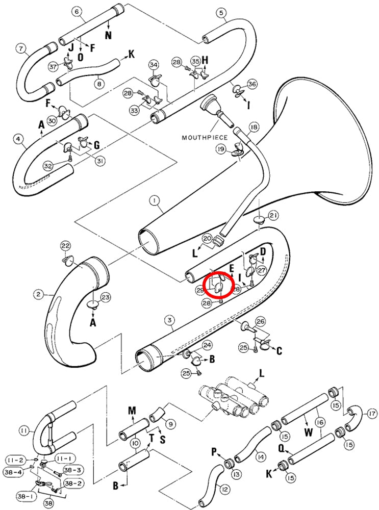 Yamaha Tuba 1st Branch to Branch Ferrule 2 Brace 11