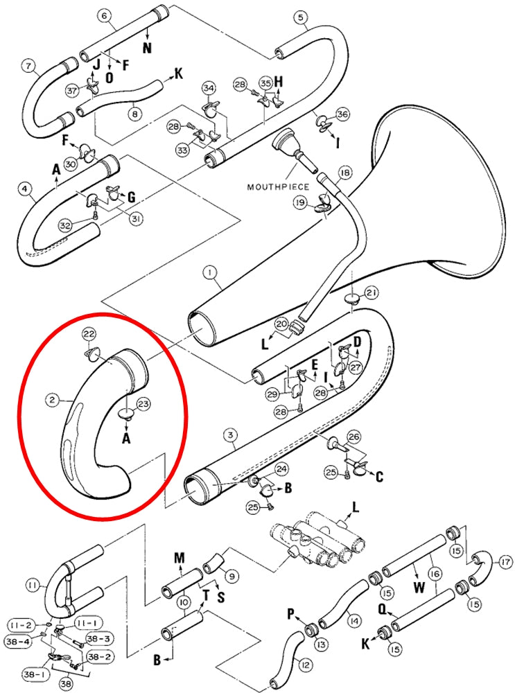 Yamaha Tuba Bow Assembly CB621