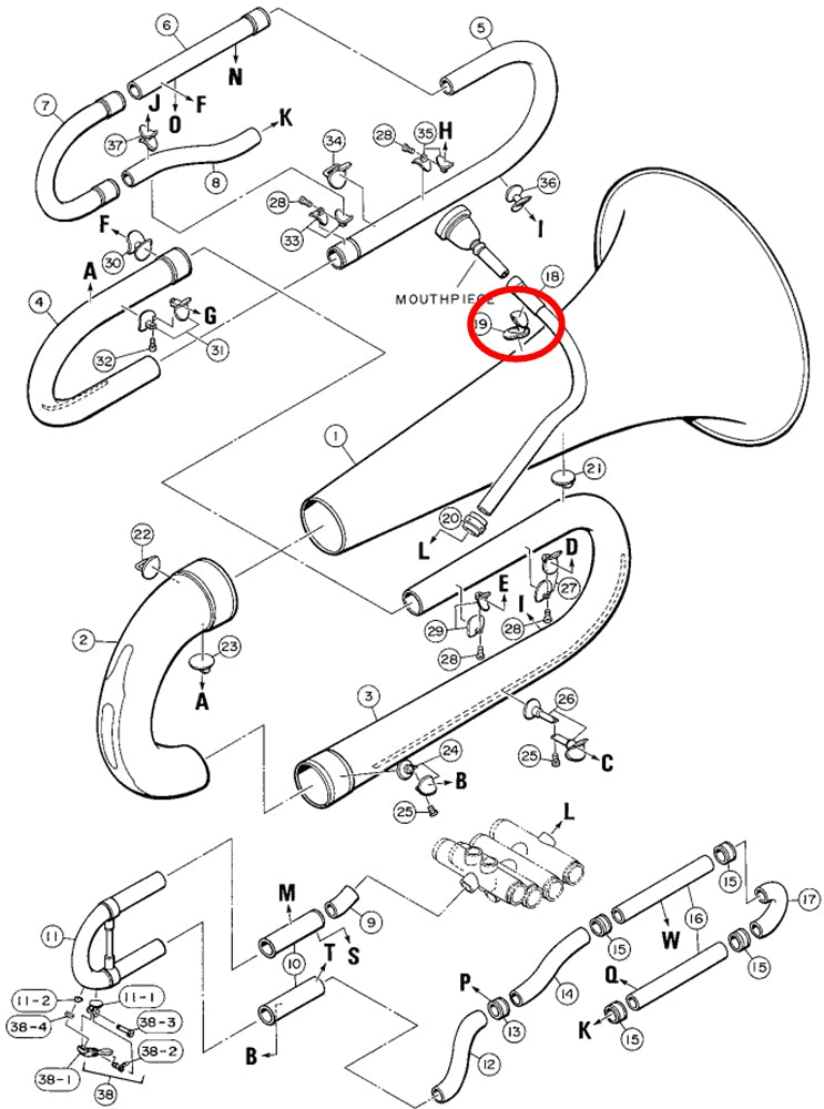 Yamaha Tuba Mouthpipe Buffing Brace CB621