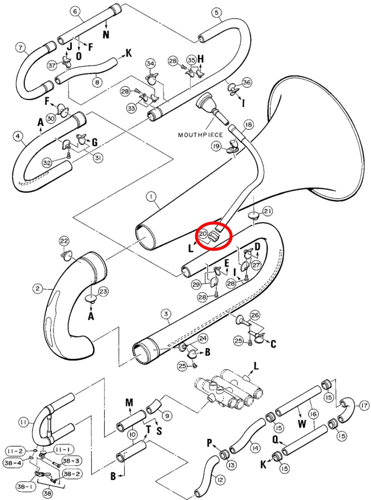 Yamaha Tuba Mouthpipe to Valve Casing Connecting Ring BB621