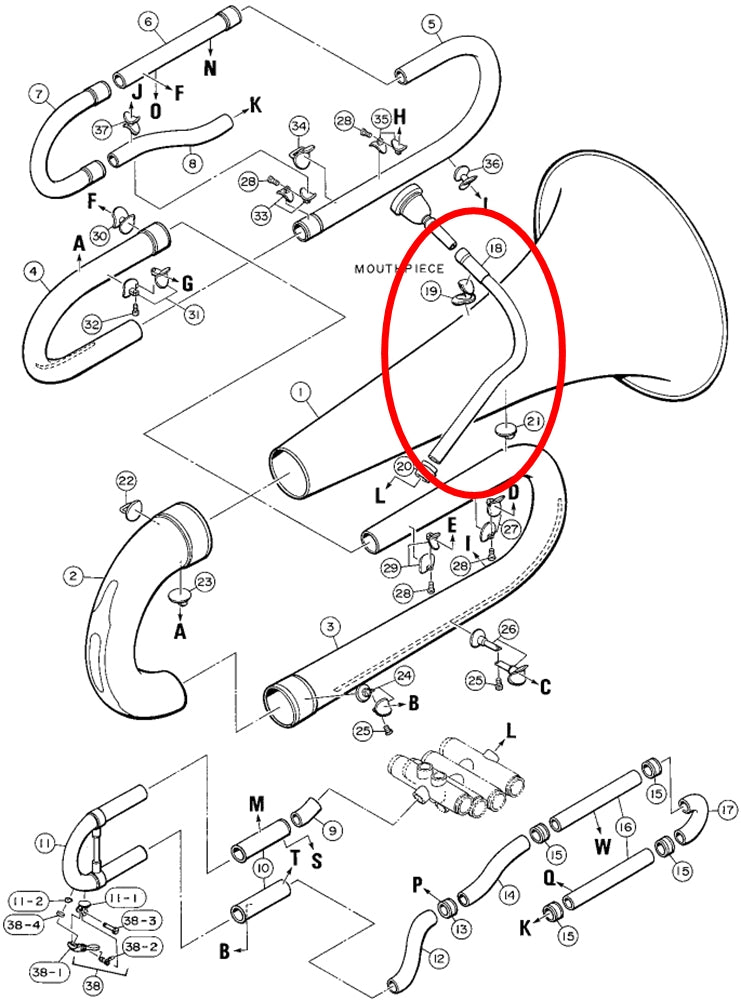 Yamaha Tuba Mouthpipe Assembly BB621S VCG16600