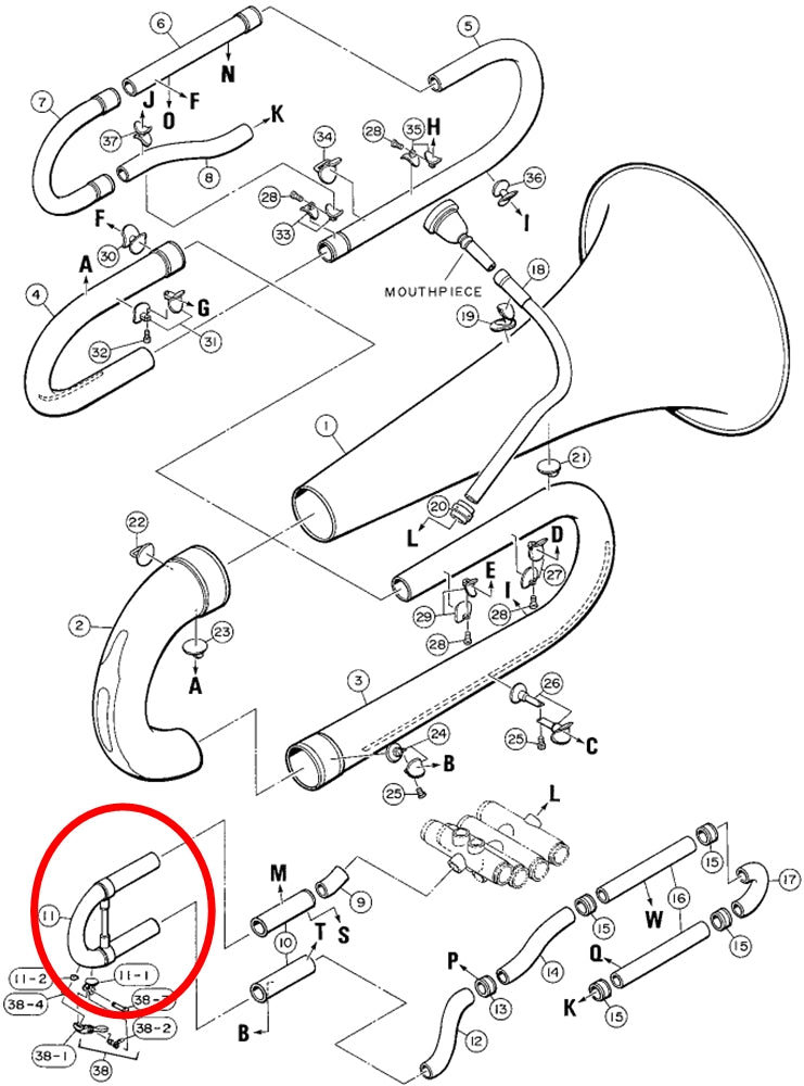 Yamaha Tuba Tuning Slide Assembly CB621S