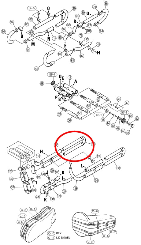 Yamaha Tuba 1st & 3rd Valve Slide Assembly CB621S