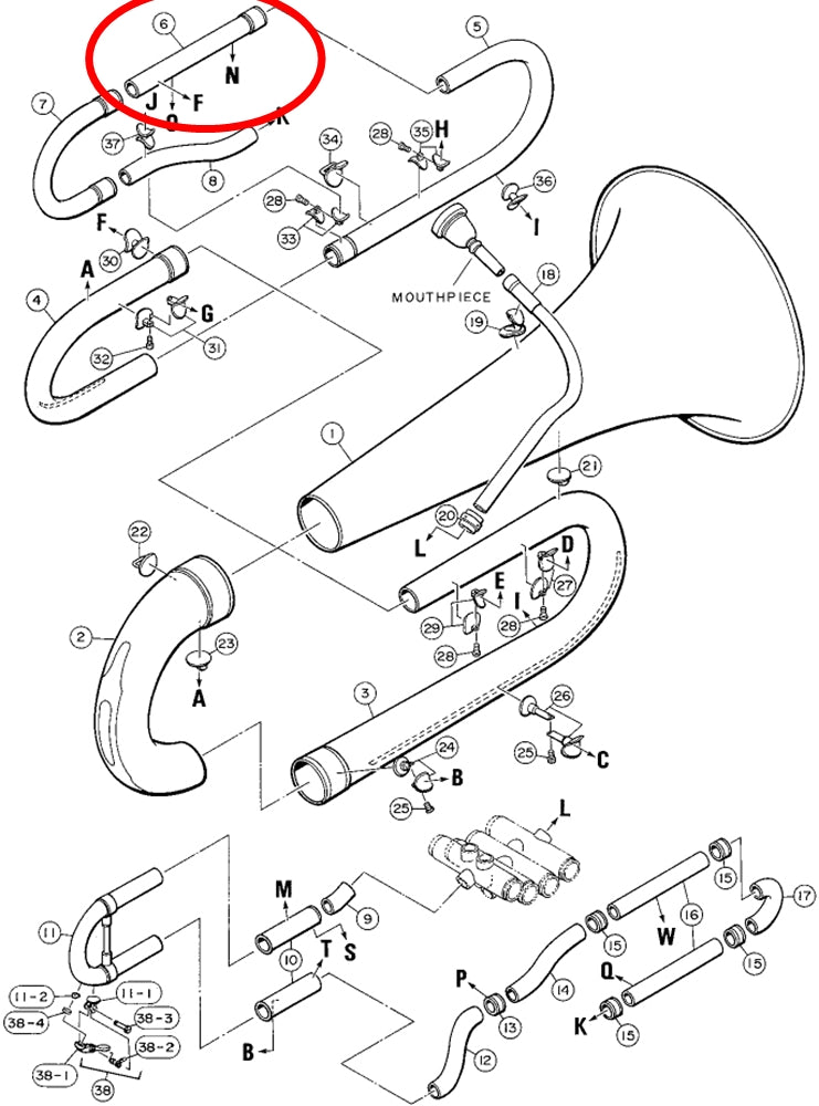 Yamaha Tuba Connecting Tube Assembly CB621S