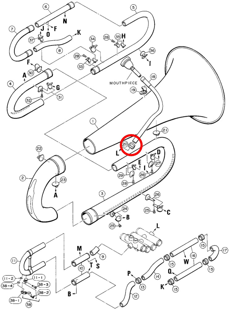 Yamaha Tuba Mouthpipe to Valve Casing Connecting Ring CB621S