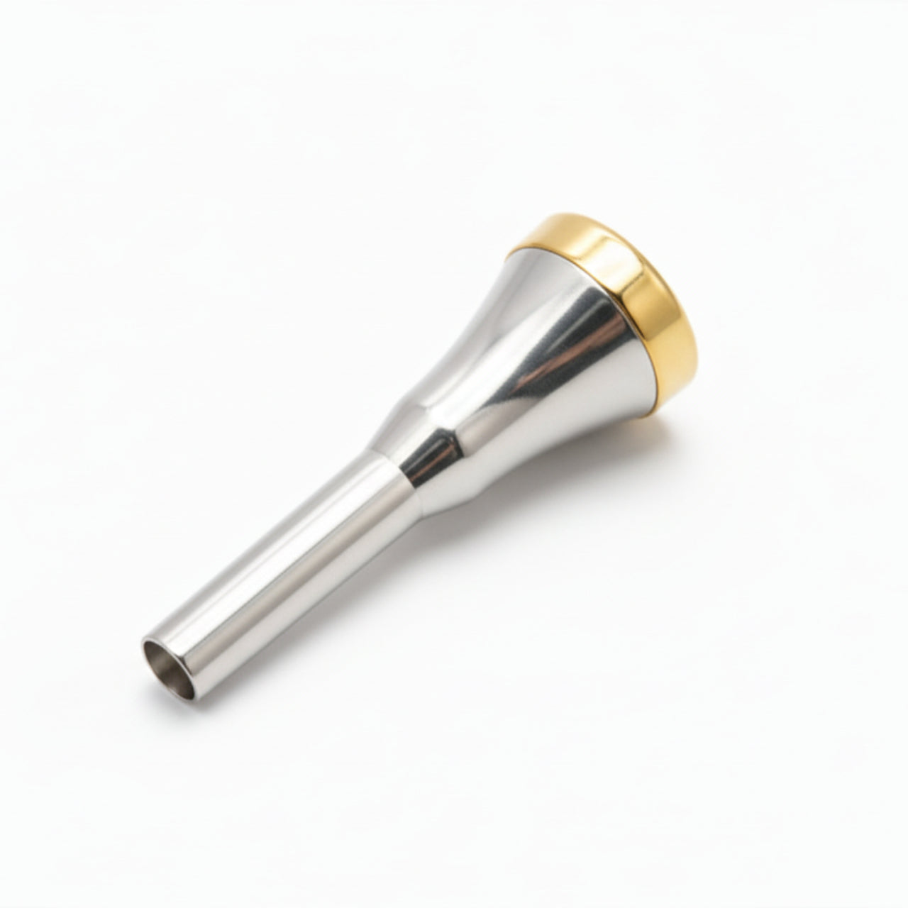 King Old Style System Blue Trumpet Mouthpiece by Conn-Selmer, 2. Medium cup depth, gold plated rim