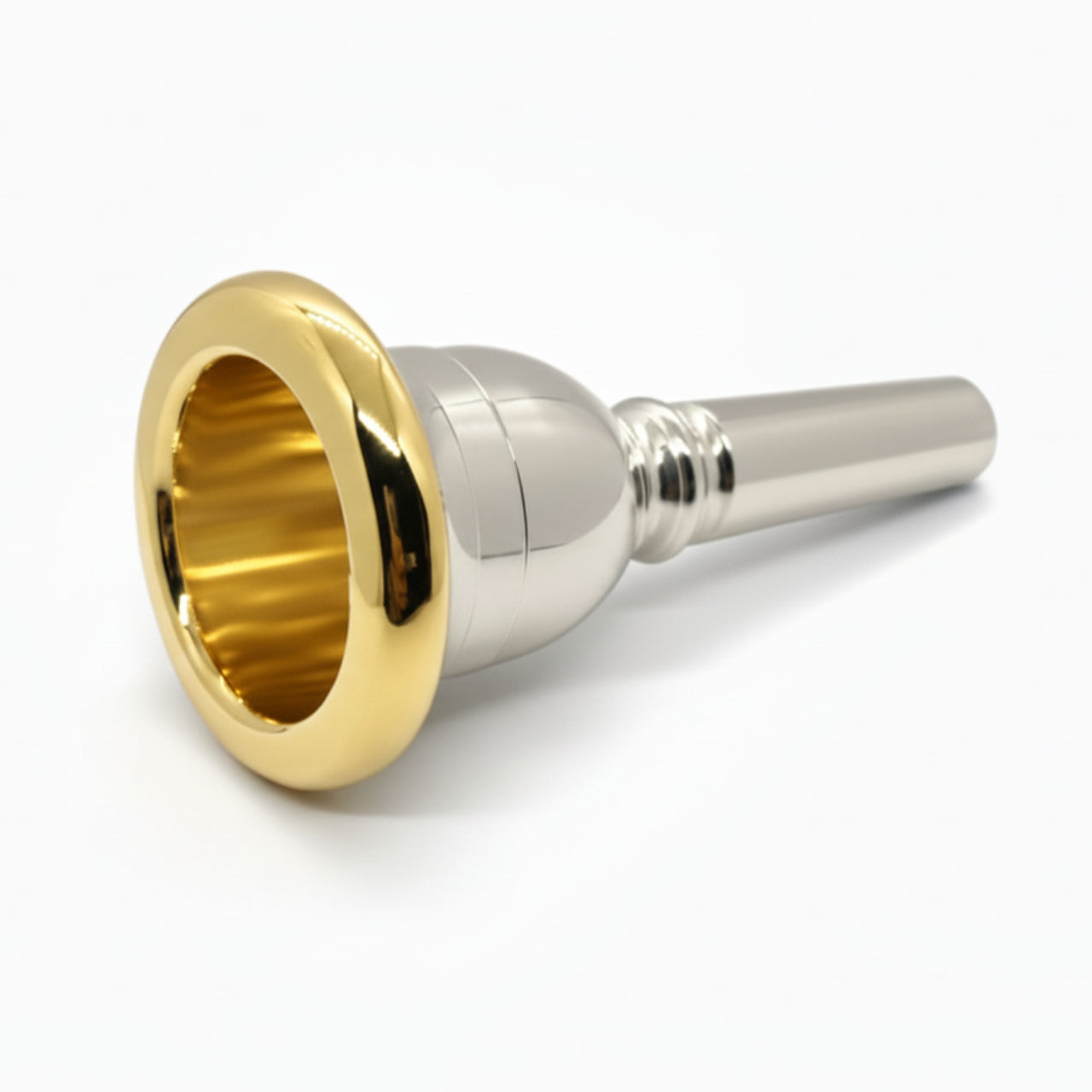 Laskey Tuba Mouthpiece American Shank Mid-Deep Funnel, gold plated rim