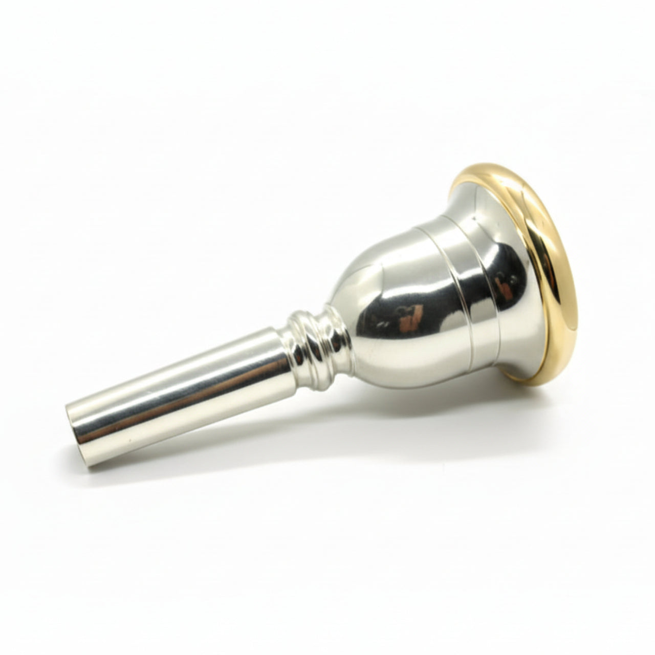 Laskey Tuba Mouthpiece American Shank Mid-Deep Funnel, gold plated rim