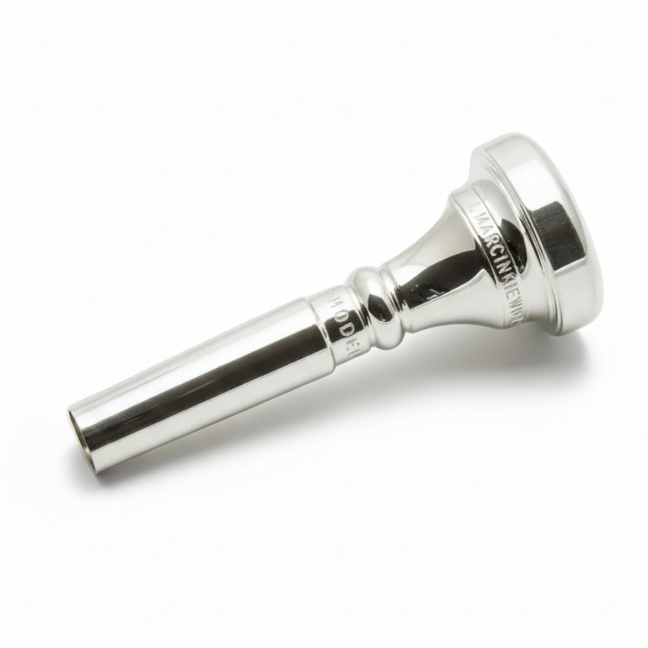 Mrcinkiewicz flugelhorn mouthpiece with a small morse/bach taper, silver