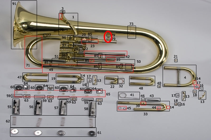 Bach/Conn/King Euphonium 1st Branch to Mouthpipe Receiver Brace Socket