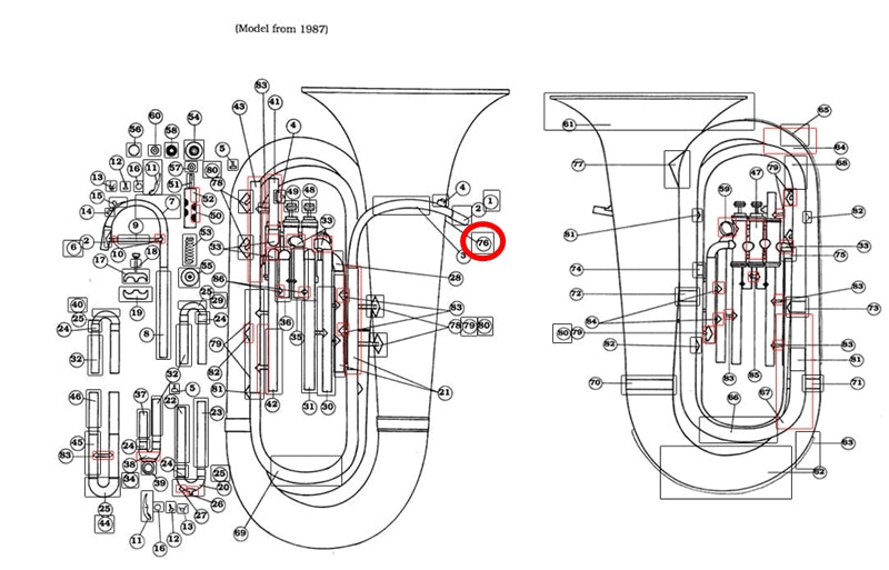 King Baritone/Euphonium/Sousaphone 3rd to 4th Slide Brace