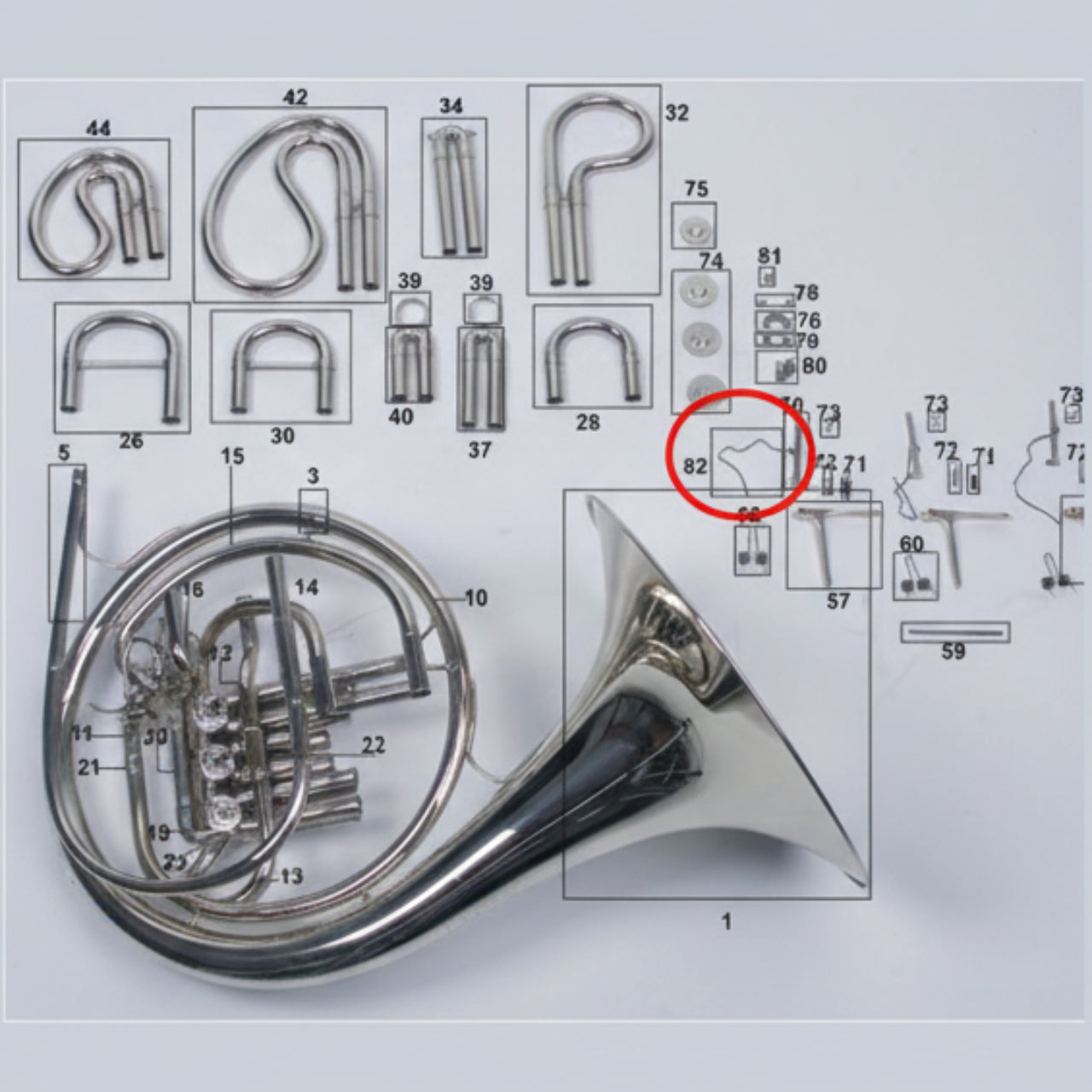 Conn French Horn Rotor String, 1 Foot Long