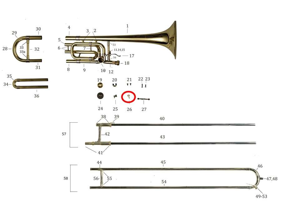 Prelude Tenor Trombone with F Attachment Stop Arm Screw