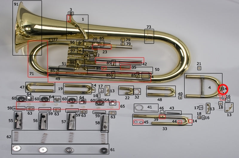 Bach/Conn/King Euphonium Tuning Slide Water Key Bridge