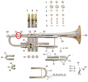 Conn/King Cornet/Trumpet/Marching Mellophone Bell to Mouthpiece Receiver Brace, Silver Plated