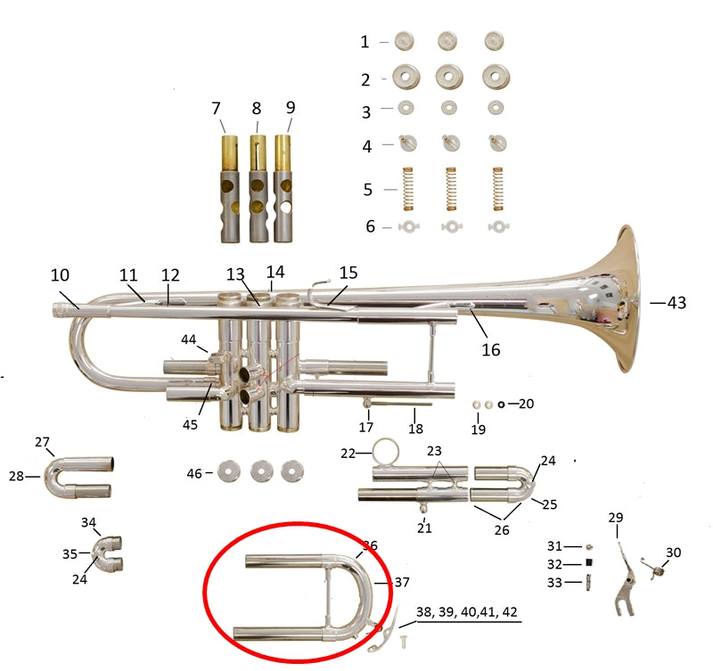 King Silver Flair Trumpet Tuning Slide Assembly, Silver Plated
