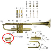 Bach Bb Trumpet Student Model TR300H 1st Slide Assembly, Silver Plated