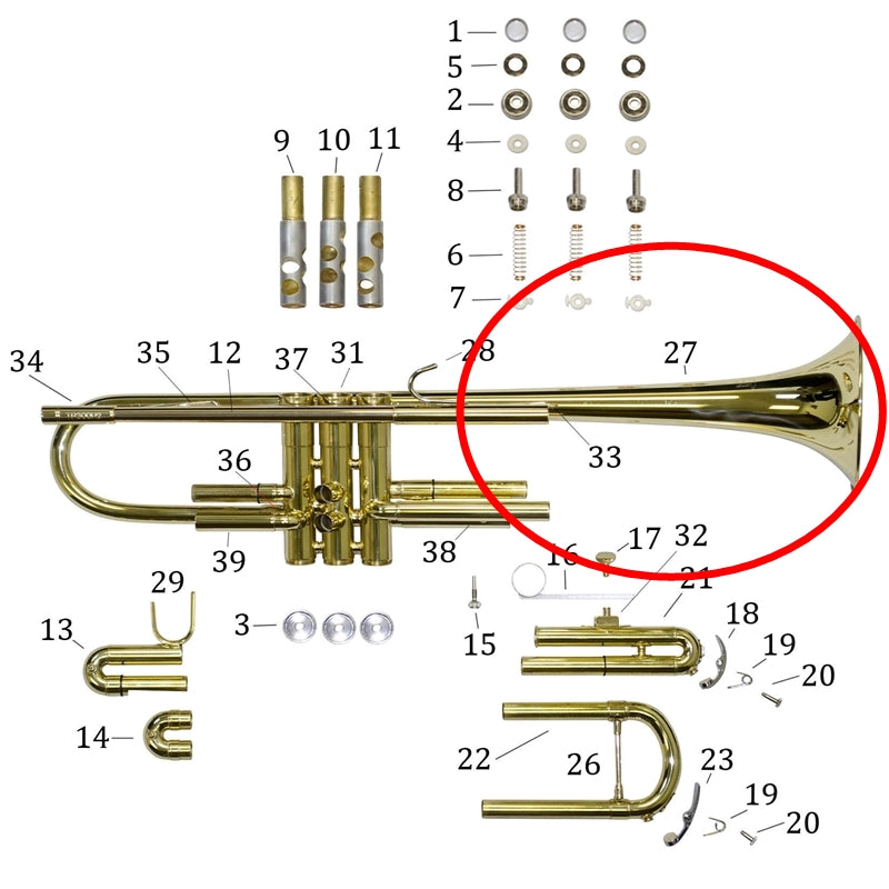 Bach Bb Trumpet Student Model TR300 Bell Assembly