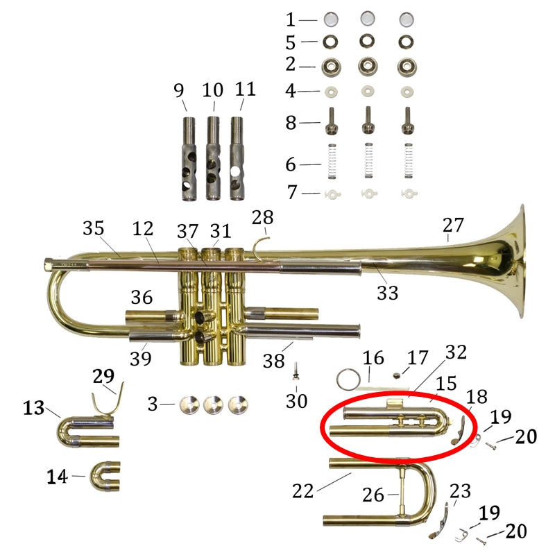 Bach Bb Trumpet Student Model TR710/711 Prelude 3rd Slide Assembly