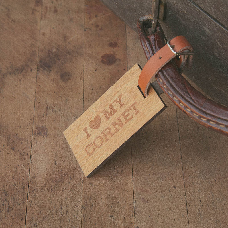 I Love My Cornet, Wooden Rectangle Tag
