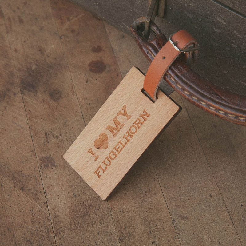I Love My Flugelhorn, Wooden Rectangle Tag