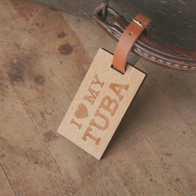 I Love My Tuba, Wooden Rectangle Tag