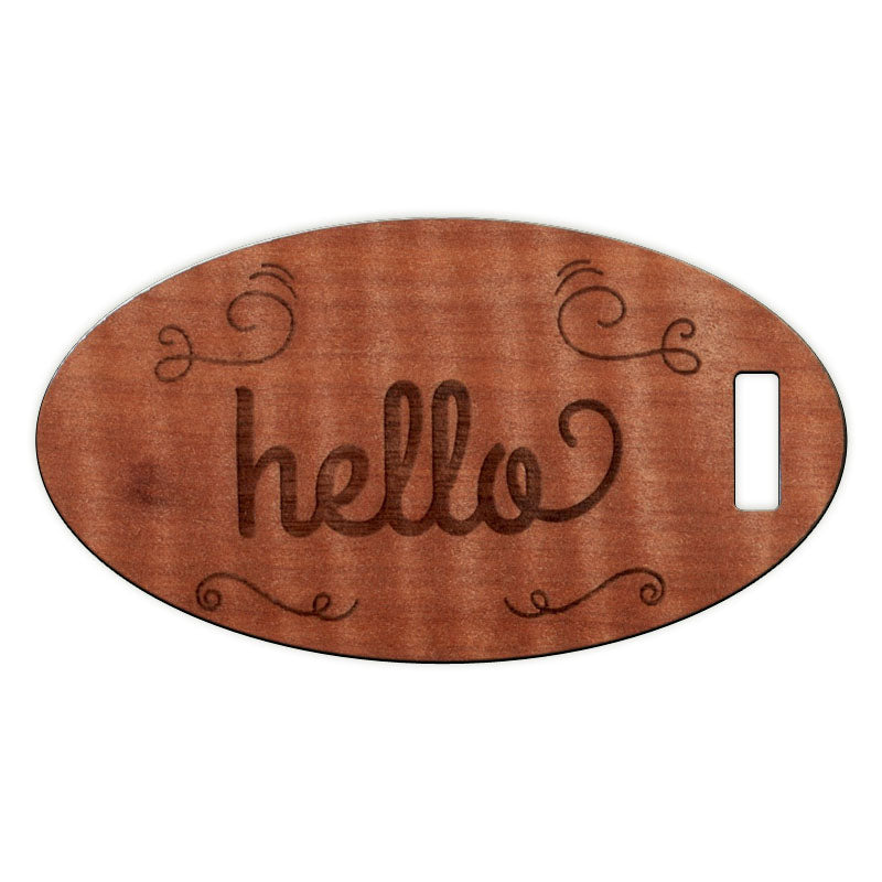Hello Wooden Oval Tag