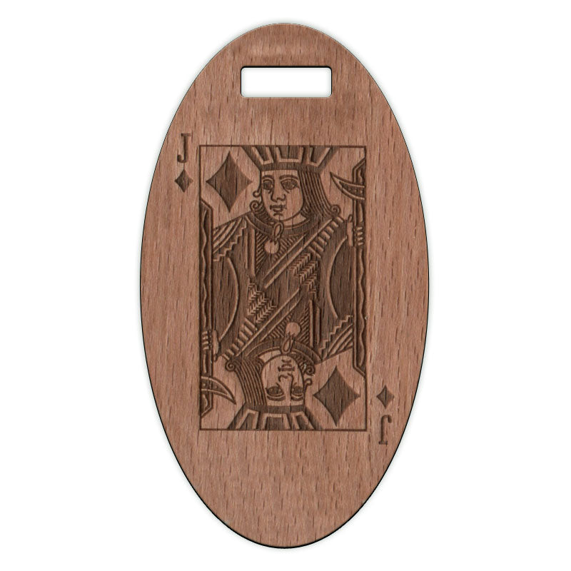 Jack of Diamonds Wooden Oval Tag