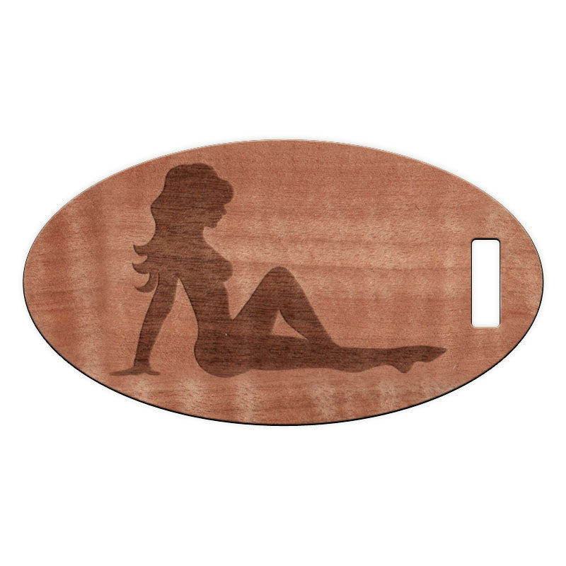Mudflap Girl Wooden Oval Tag