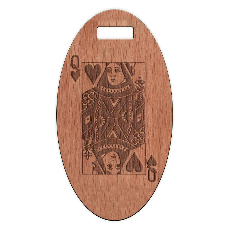 Queen of Hearts Wooden Oval Tag
