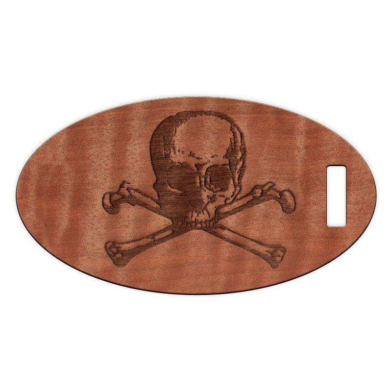 Skull and Crossbones Wooden Oval Tag