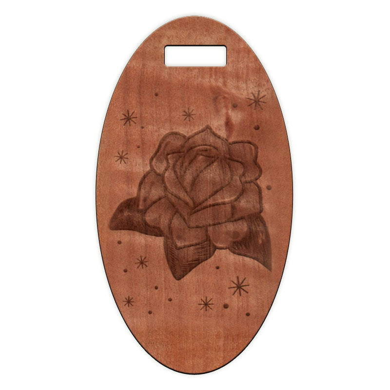 Rose Tattoo Wooden Oval Tag