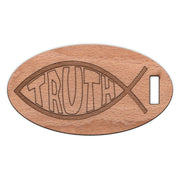 Truth Fish Wooden Oval Tag