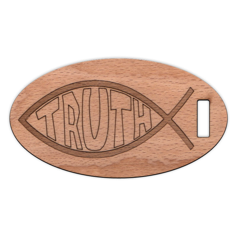 Truth Fish Wooden Oval Tag