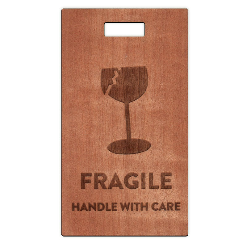 Fragile Handle with Care Wooden Rectangle Tag
