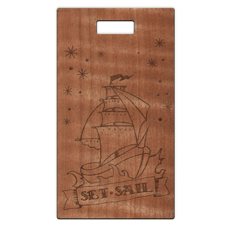 Set Sail Tattoo Wooden Rectangle Tag