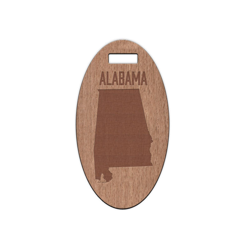 Alabama w/ Name Wooden Oval Tag