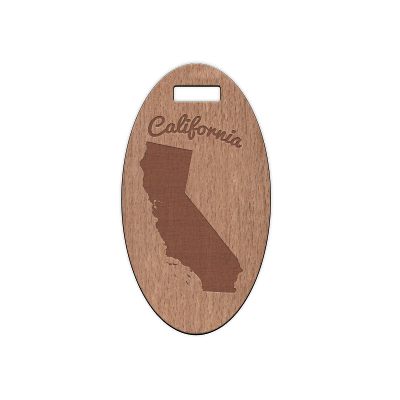 California w/ Name Wooden Oval Tag