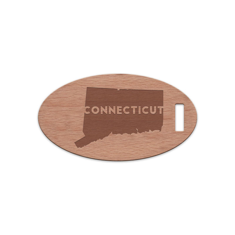 Connecticut w/ Name Wooden Oval Tag