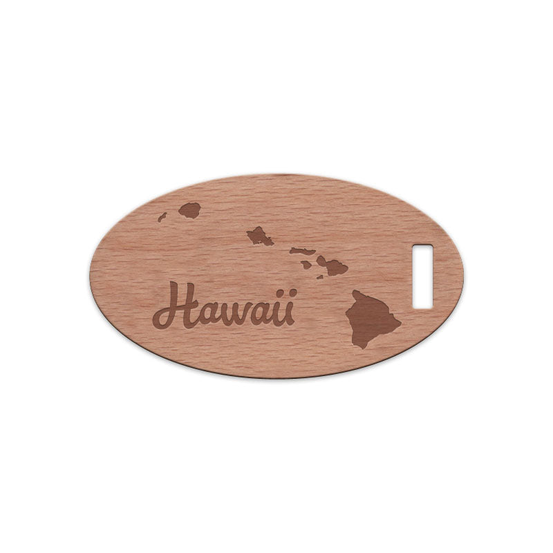 Hawaii w/ Name Wooden Oval Tag