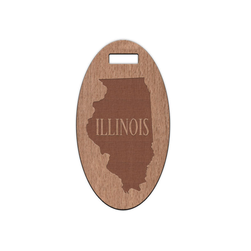 Illinois w/ Name Wooden Oval Tag
