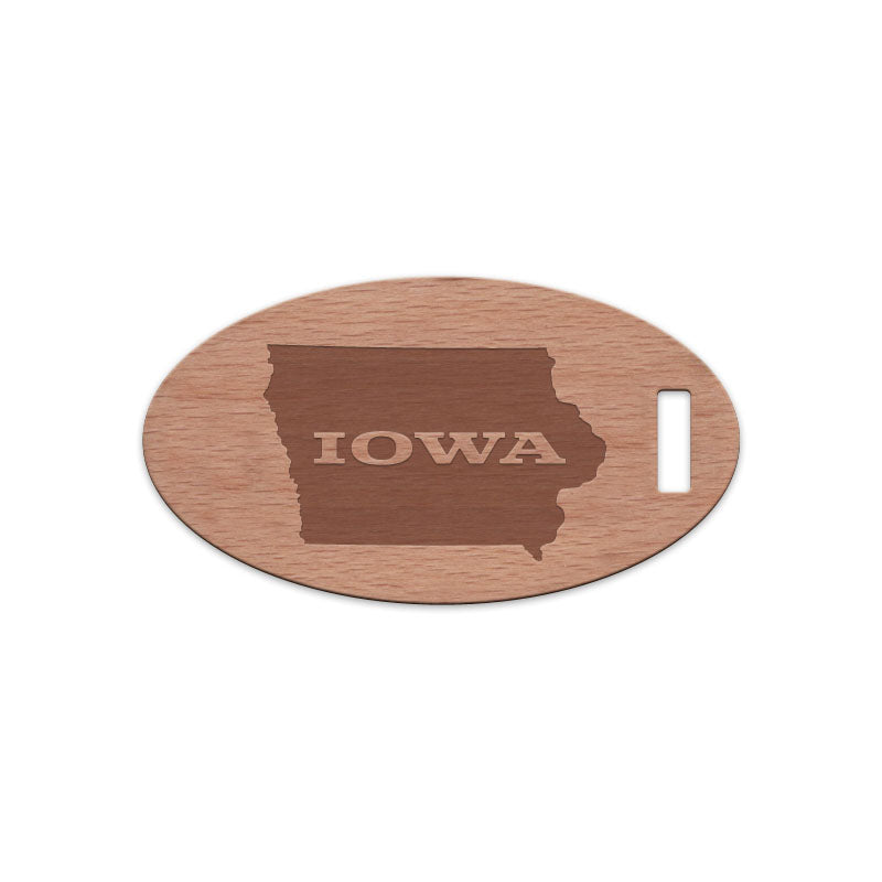 Iowa w/ Name Wooden Oval Tag