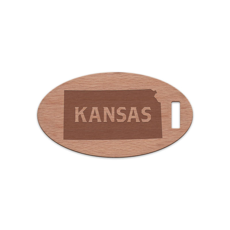 Kansas w/ Name Wooden Oval Tag
