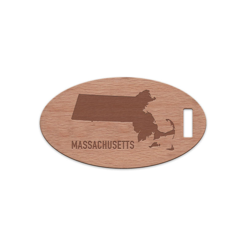 Massachusetts w/ Name Wooden Oval Tag