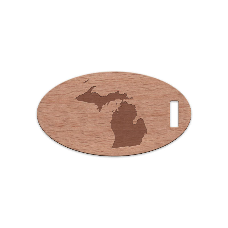 Michigan Wooden Oval Tag